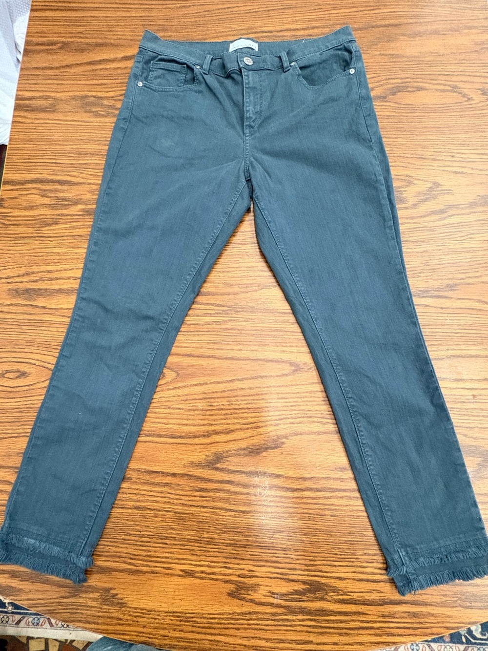 Whimsical Garden Fairy Teal Modern Skinny Jeans with Frayed Hem